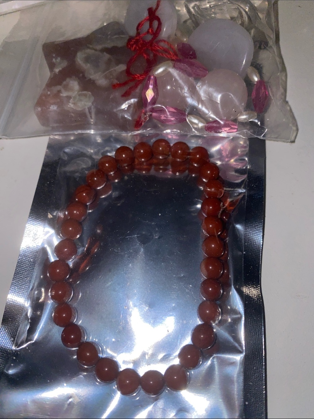 Red stone Stretch Bracelet - Women Jewelry & polished stones